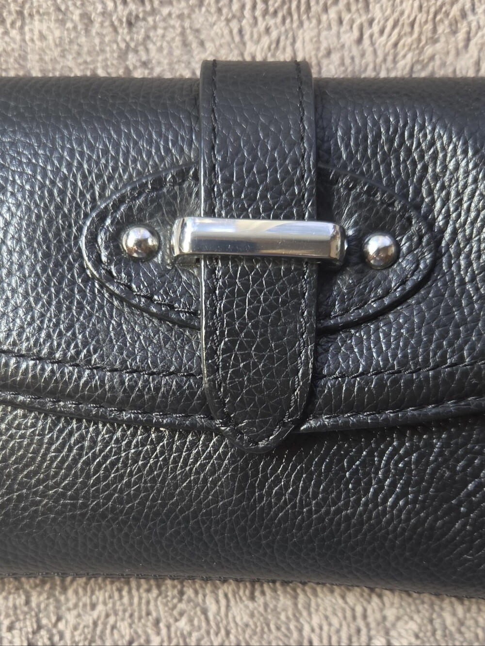 Tignanello Black Pebbled Leather Compact Wallet. EUC